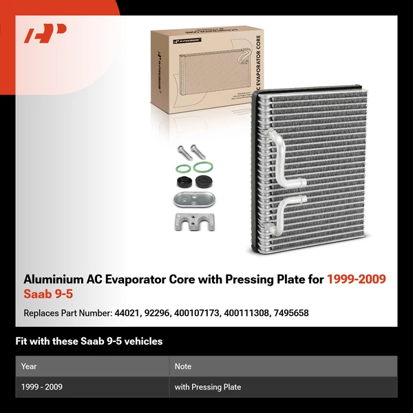 Aluminium AC Evaporator Core with Pressing Plate for 1999-2009 Saab 9-5