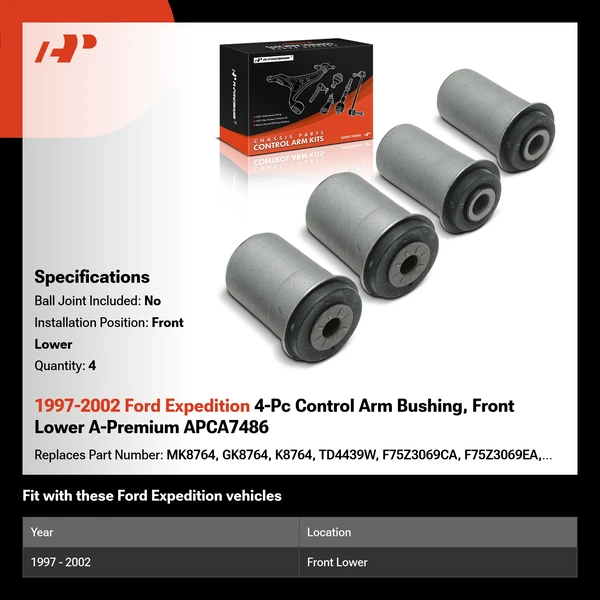 1997-2002 Ford Expedition 4-Pc Control Arm Bushing, Front Lower A-Premium APCA7486