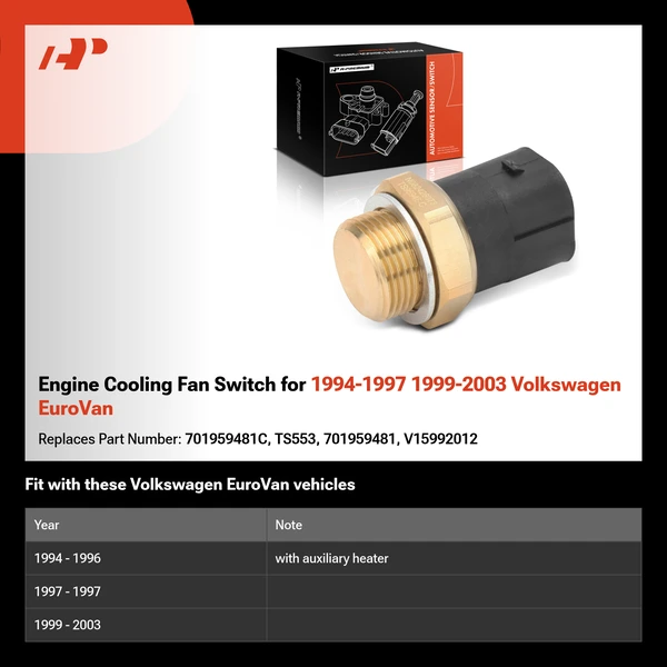 Engine Cooling Fan Switch for 1994-1997 1999-2003 Volkswagen EuroVan