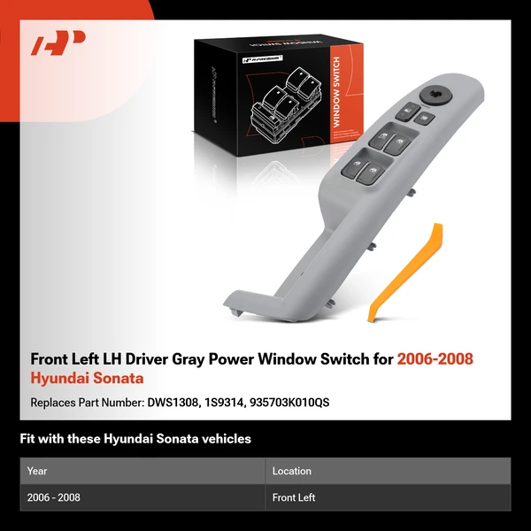 Front Left LH Driver Gray Power Window Switch for 2006-2008 Hyundai Sonata