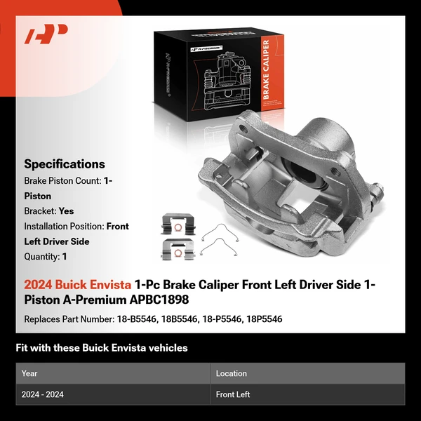 2024 Buick Envista 1-Pc Brake Caliper Front Left Driver Side 1-Piston A-Premium APBC1898