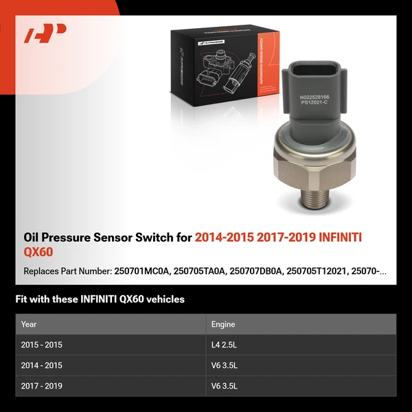 Oil Pressure Sensor Switch for 2014-2015 2017-2019 INFINITI QX60