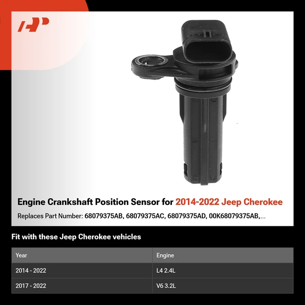 Engine Crankshaft Position Sensor for 2014-2022 Jeep Cherokee