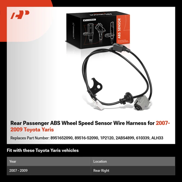 Rear Passenger ABS Wheel Speed Sensor Wire Harness for 2007-2009 Toyota Yaris