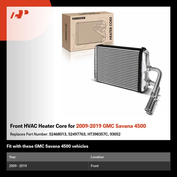 Front HVAC Heater Core for 2009-2019 GMC Savana 4500