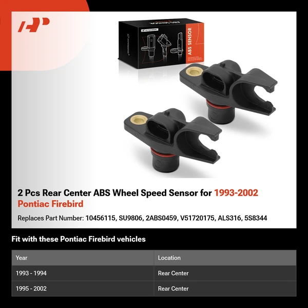 2 Pcs Rear Center ABS Wheel Speed Sensor for 1993-2002 Pontiac Firebird