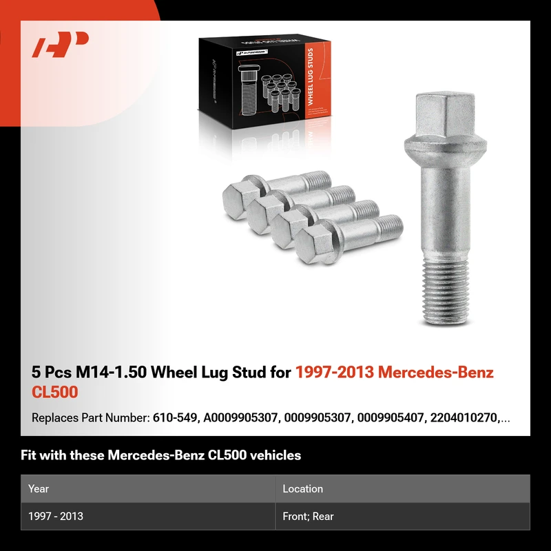 5 Pcs M14-1.50 Wheel Lug Stud for 1997-2013 Mercedes-Benz CL500