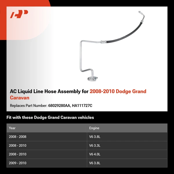 AC Liquid Line Hose Assembly for 2008-2010 Dodge Grand Caravan
