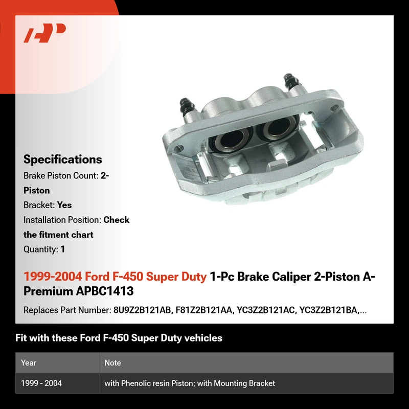 1999-2004 Ford F-450 Super Duty 1-Pc Brake Caliper 2-Piston A-Premium APBC1413