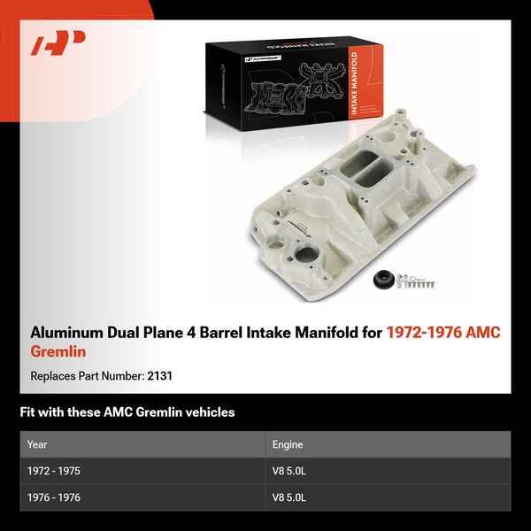 Aluminum Dual Plane 4 Barrel Intake Manifold for 1972-1976 AMC Gremlin