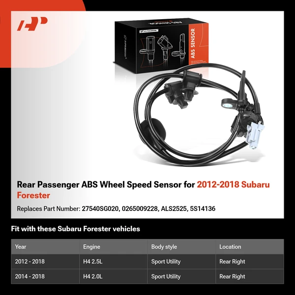 Rear Passenger ABS Wheel Speed Sensor for 2012-2018 Subaru Forester