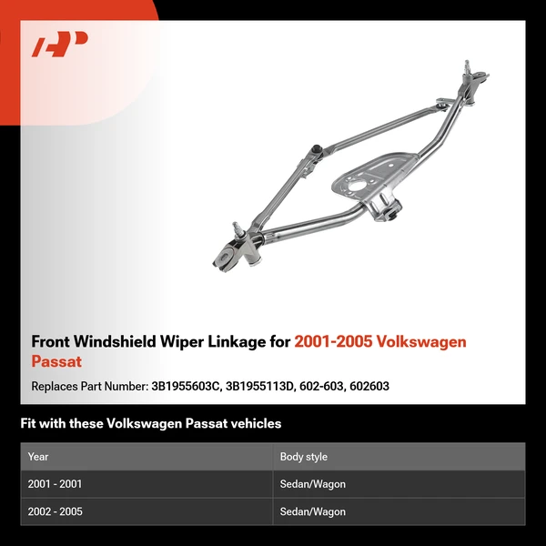 Front Windshield Wiper Linkage for 2001-2005 Volkswagen Passat