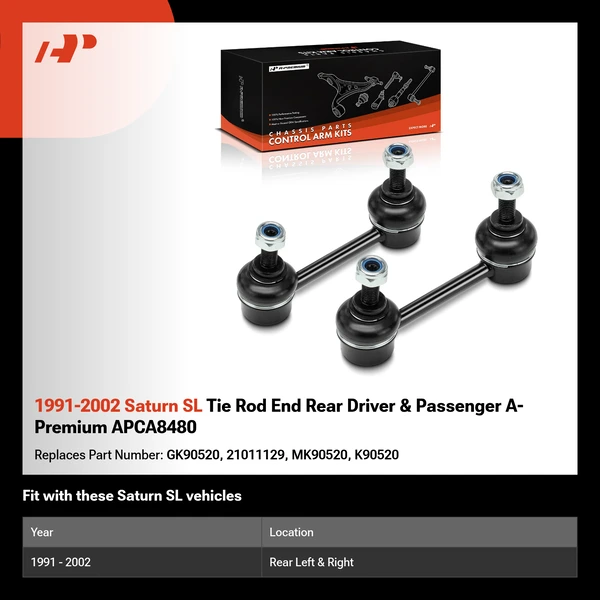 1991-2002 Saturn SL Tie Rod End Rear Driver & Passenger A-Premium APCA8480