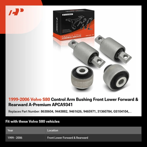 1999-2006 Volvo S80 Control Arm Bushing Front Lower Forward & Rearward A-Premium APCA9341