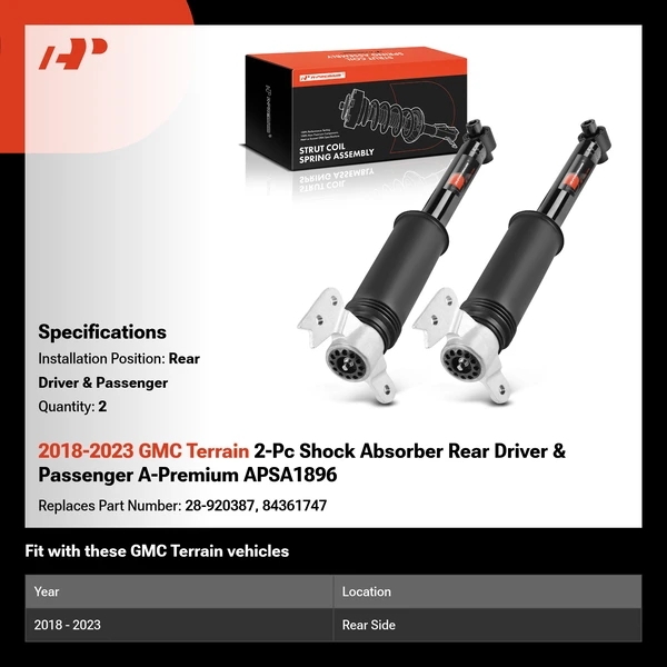 2018-2023 GMC Terrain 2-Pc Shock Absorber Rear Driver & Passenger A-Premium APSA1896