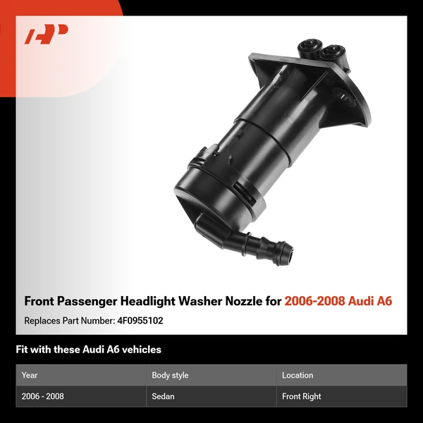 Front Passenger Headlight Washer Nozzle for 2006-2008 Audi A6
