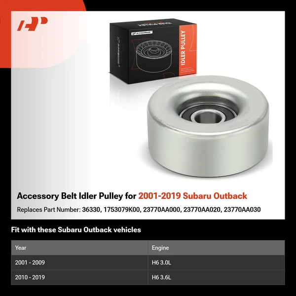 Accessory Belt Idler Pulley for 2001-2019 Subaru Outback