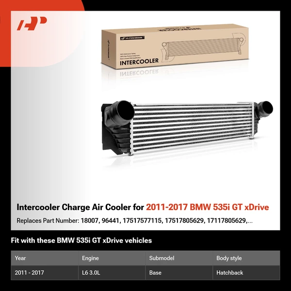Intercooler Charge Air Cooler for 2011-2017 BMW 535i GT xDrive
