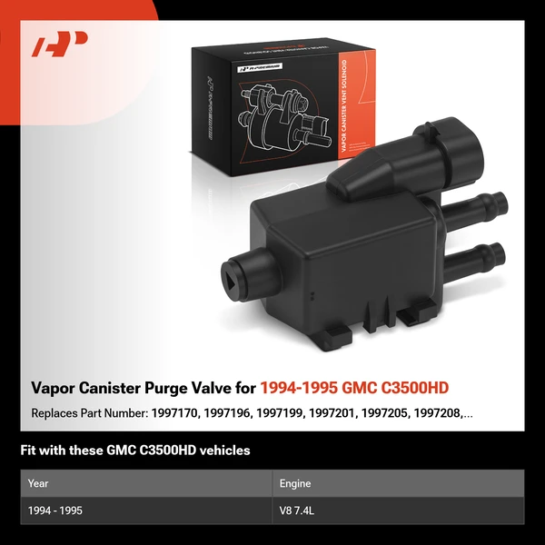 Vapor Canister Purge Valve for 1994-1995 GMC C3500HD