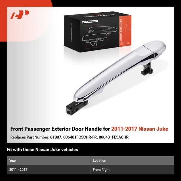 Front Passenger Exterior Door Handle for 2011-2017 Nissan Juke