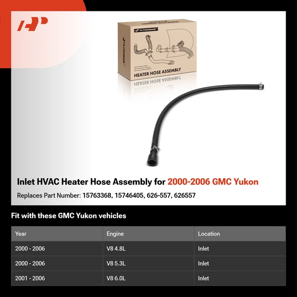 Inlet HVAC Heater Hose Assembly for 2000-2006 GMC Yukon