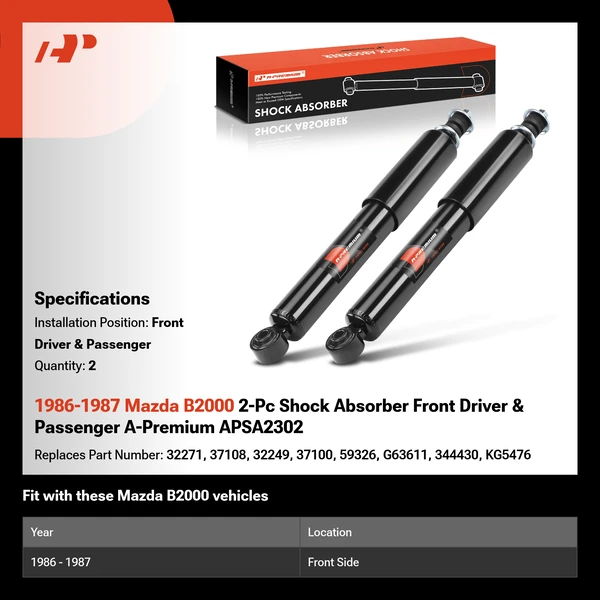 1986-1987 Mazda B2000 2-Pc Shock Absorber Front Driver & Passenger A-Premium APSA2302