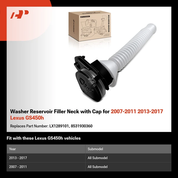 Washer Reservoir Filler Neck with Cap for 2007-2011 2013-2017 Lexus GS450h