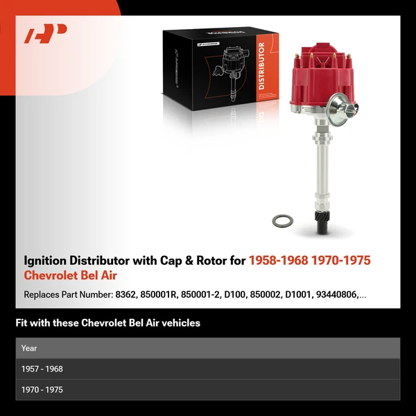 Ignition Distributor with Cap & Rotor for 1958-1968 1970-1975 Chevrolet Bel Air
