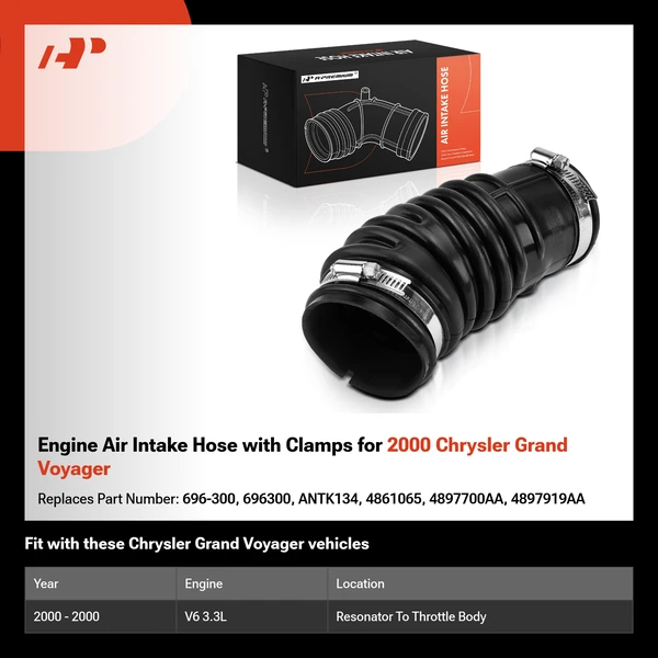 Engine Air Intake Hose with Clamps for 2000 Chrysler Grand Voyager