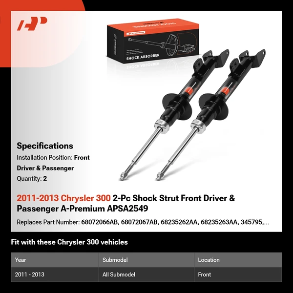 2011-2013 Chrysler 300 2-Pc Shock Strut Front Driver & Passenger A-Premium APSA2549