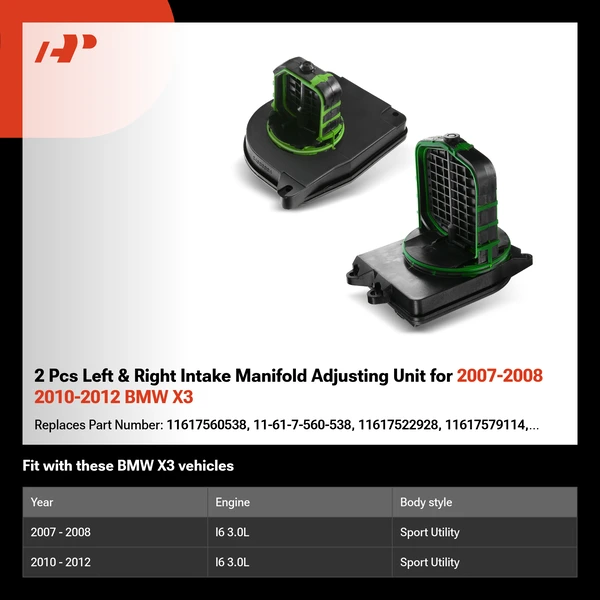 2 Pcs Left & Right Intake Manifold Adjusting Unit for 2007-2008 2010-2012 BMW X3