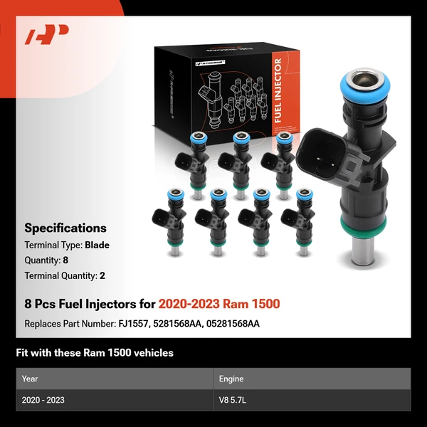 8 Pcs Fuel Injectors for 2020-2023 Ram 1500