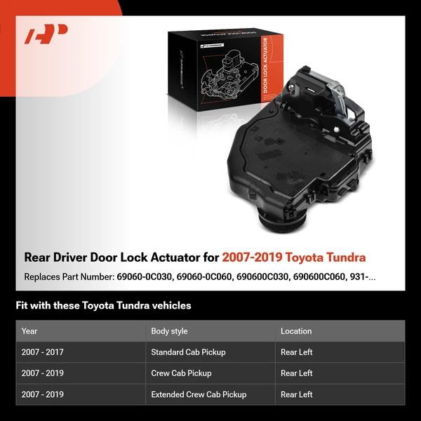 Rear Driver Door Lock Actuator for 2007-2019 Toyota Tundra