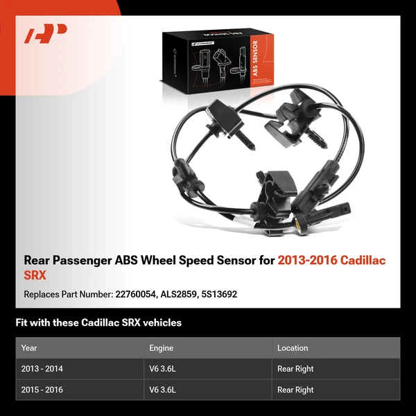 Rear Passenger ABS Wheel Speed Sensor for 2013-2016 Cadillac SRX