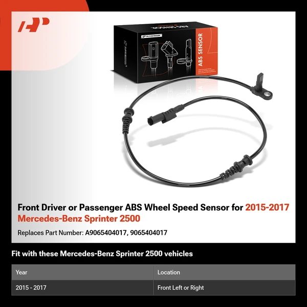 Front Driver or Passenger ABS Wheel Speed Sensor for 2015-2017 Mercedes-Benz Sprinter 2500