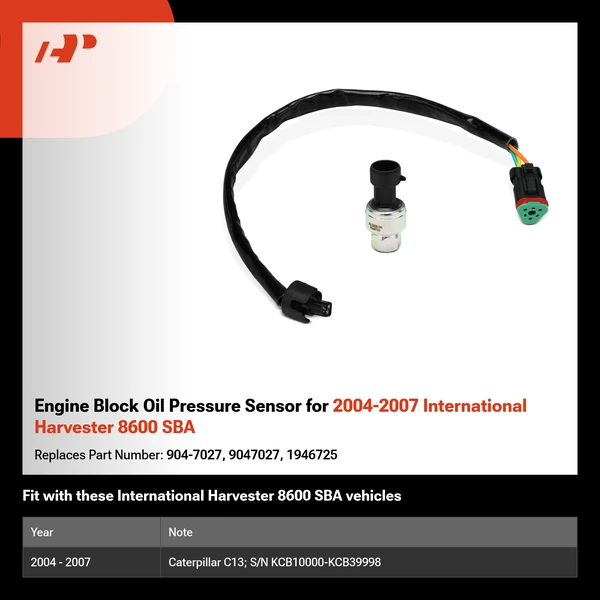 Engine Block Oil Pressure Sensor for 2004-2007 International Harvester 8600 SBA