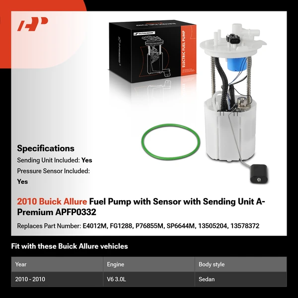 2010 Buick Allure Fuel Pump with Sensor with Sending Unit A-Premium APFP0332