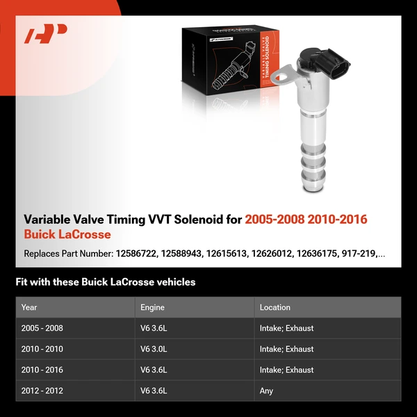 Variable Valve Timing VVT Solenoid for 2005-2008 2010-2016 Buick LaCrosse