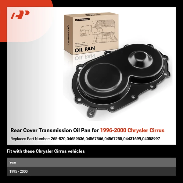 Rear Cover Transmission Oil Pan for 1996-2000 Chrysler Cirrus