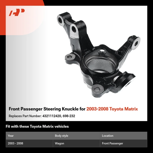Front Passenger Steering Knuckle for 2003-2008 Toyota Matrix
