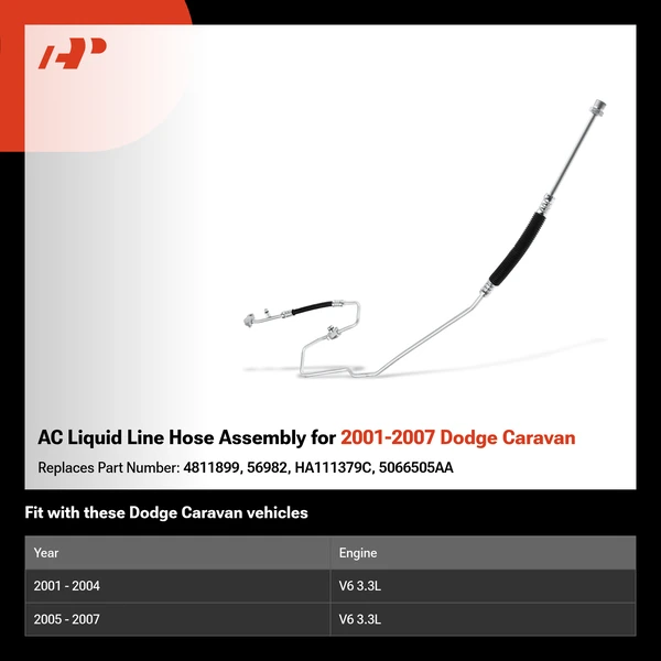 AC Liquid Line Hose Assembly for 2001-2007 Dodge Caravan
