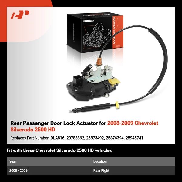 Rear Passenger Door Lock Actuator for 2008-2009 Chevrolet Silverado 2500 HD