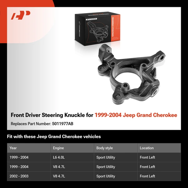 Front Driver Steering Knuckle for 1999-2004 Jeep Grand Cherokee