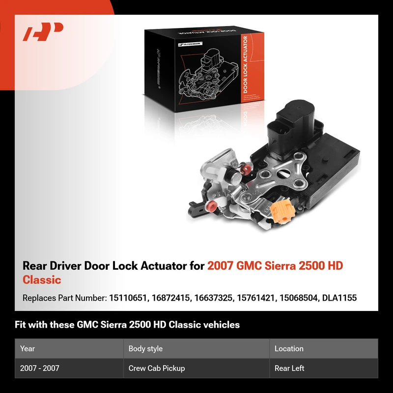 Rear Driver Door Lock Actuator for 2007 GMC Sierra 2500 HD Classic