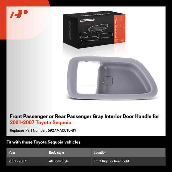 Front Passenger or Rear Passenger Gray Interior Door Handle for 2001-2007 Toyota Sequoia