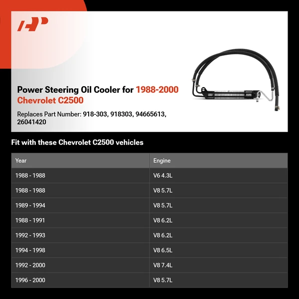 Power Steering Oil Cooler for 1988-2000 Chevrolet C2500