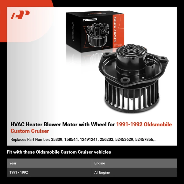 HVAC Heater Blower Motor with Wheel for 1991-1992 Oldsmobile Custom Cruiser