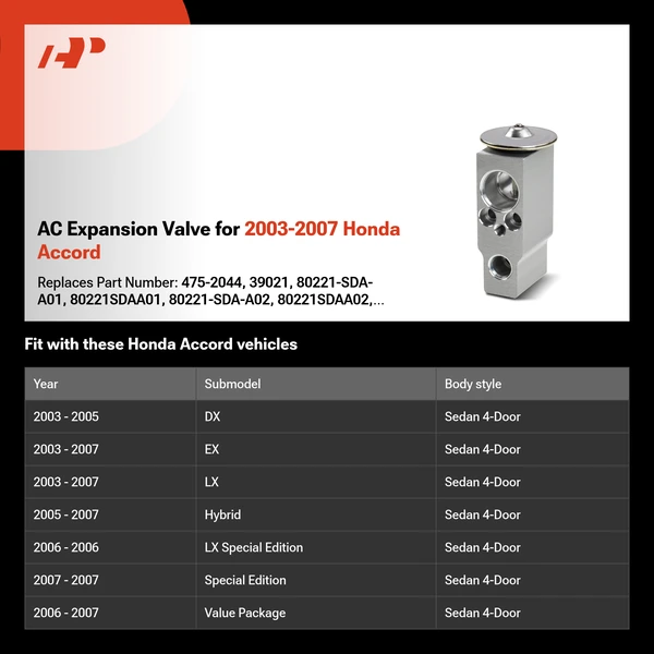 AC Expansion Valve for 2003-2007 Honda Accord