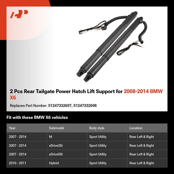 2 Pcs Rear Tailgate Power Hatch Lift Support for 2008-2014 BMW X6