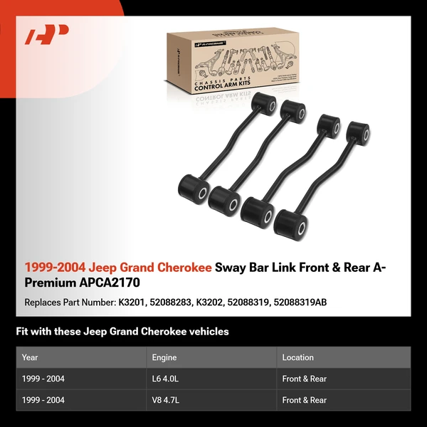 1999-2004 Jeep Grand Cherokee Sway Bar Link Front & Rear A-Premium APCA2170
